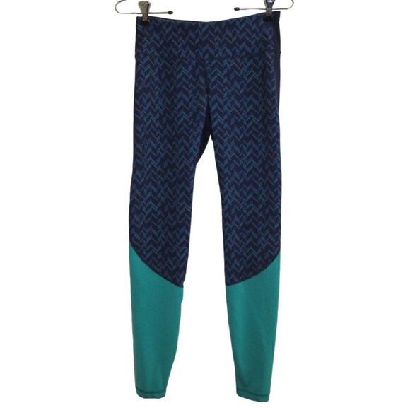 Old Navy Pants - Old Navy‎ Active Blue & Teal Print Fitted Go-Dry Leggings Sz S